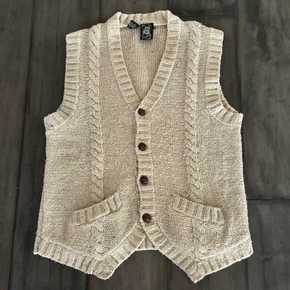 Kennington Ltd. 1980’s Cable Knit Fisherman’s Sweater Vest - Size Large